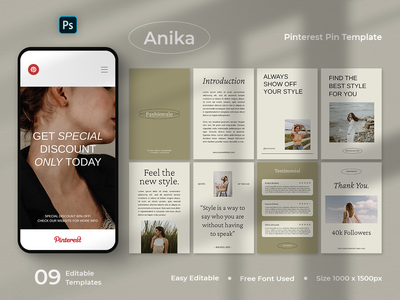 Anika - 时尚 Pinterest Pin 模板(Anika - Fashion Pinterest Pin Template)