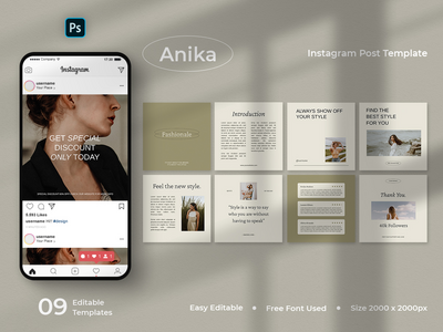 Anika - 时尚社交媒体帖子模板(Anika - Fashion Social Media Post Template)