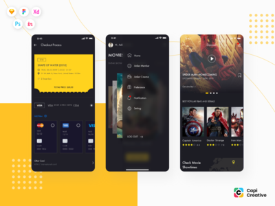 ANKER Cinema - 票务预订应用程序 UI 套件（第 3 部分）(ANKER Cinema - Ticket Booking App UI Kit (Part 3))