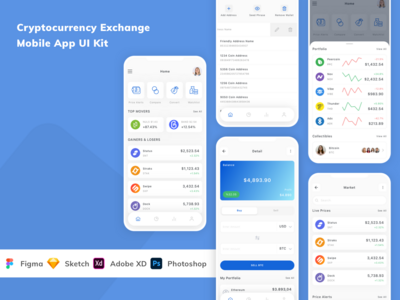 Cryptocurrency Exchange 移动应用程序 UI 套件(Cryptocurrency Exchange Mobile App UI Kit)
