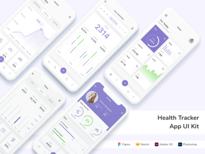 健康追踪器应用程序 UI 套件(Health Tracker App UI Kit)
