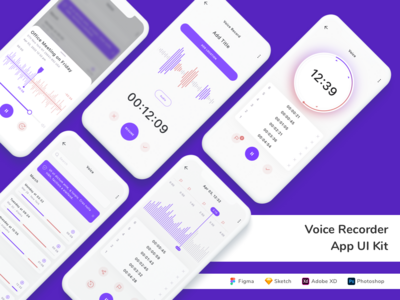 录音机应用程序 UI 套件(Voice Recorder App UI Kit)