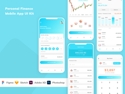 个人理财移动应用程序 UI 套件(Personal Finance Mobile App UI Kit)