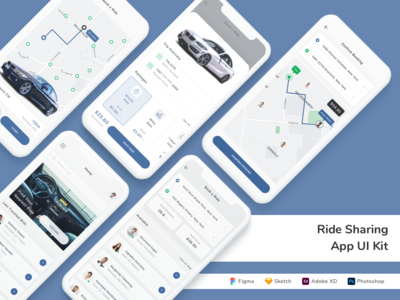 乘车共享应用程序 UI 套件(Ride Sharing App UI Kit)