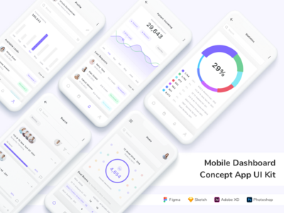 移动仪表板概念应用程序 UI 套件(Mobile Dashboard Concept App UI Kit)