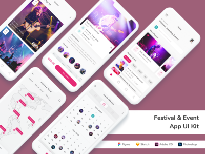节日和活动应用程序 UI 套件(Festival & Event App UI Kit)