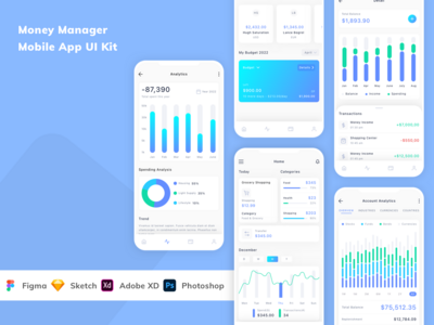 资金经理移动应用程序 UI 套件(Money Manager Mobile App UI Kit)