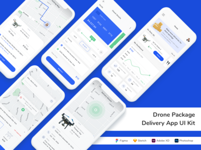 无人机包裹递送应用程序 UI 套件(Drone Package Delivery App UI Kit)