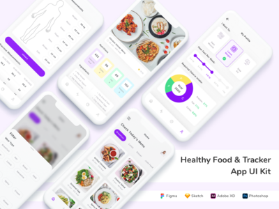 健康食品和追踪器应用程序 UI 套件(Healthy Food & Tracker App UI Kit)
