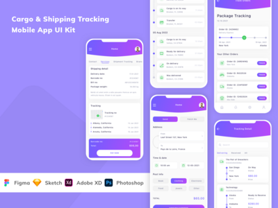 货物和运输跟踪移动应用程序 UI 套件(Cargo & Shipping Tracking Mobile App UI Kit)