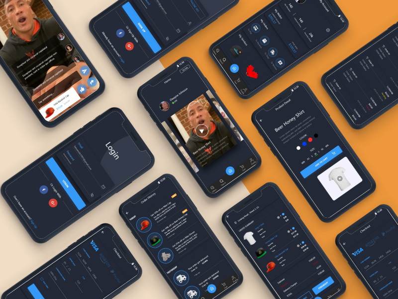 网上购物手机应用程序 |黑色主题(Online Shopping Mobile App | Black Theme)