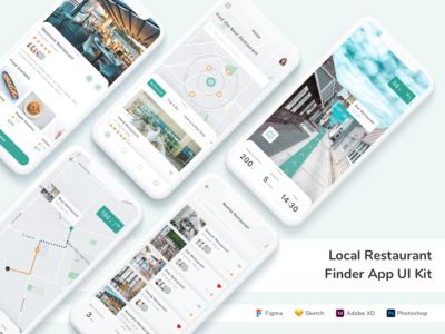 本地餐厅查找器应用程序 UI 套件(Local Restaurant Finder App UI Kit)
