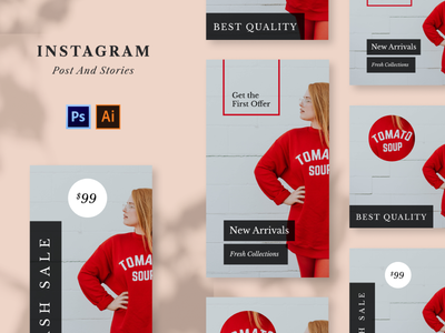 Instagram 帖子和故事极简主义 V.1(Instagram Post And Stories Minimalist V.1)