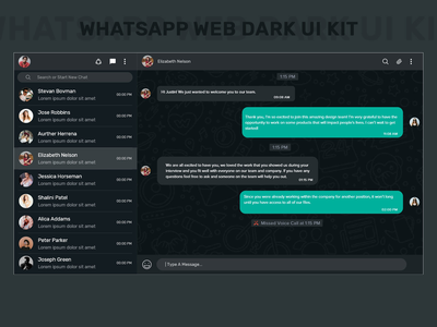 Whatsapp Web 深色 UI 套件(Whatsapp Web Dark UI Kit)