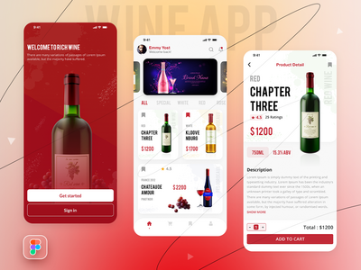 葡萄酒应用程序设计模板(Wine App Design Template)