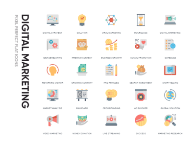 平面图标-数字营销(Flat Icon - Digital marketing)