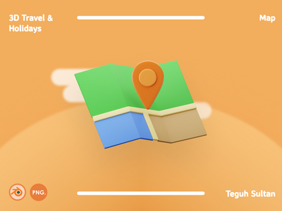 3D 旅行和假期插图包 - 地图(3D Travel and Holidays Illustration Pack - Map)