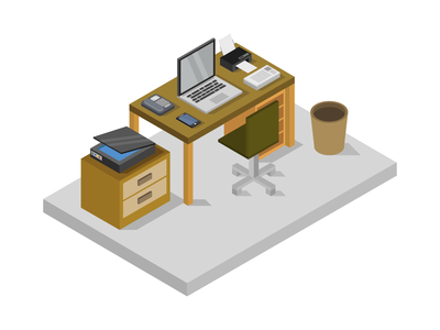 等距办公室(isometric office room)