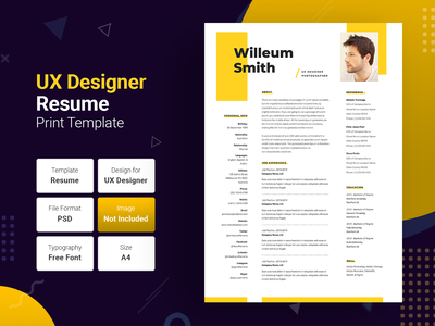 黄色简约干净的简历模板(Yellow Minimal and Clean Resume Template)