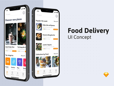 送餐 UI 套件 - 主屏幕(Food Delivery UI Kit -  Home screen)
