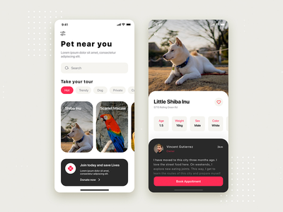 宠物移动应用程序 UI 工具包模板(Pet Mobile App UI Kit Template)