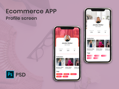 电子商务应用程序 - 个人资料屏幕(Ecommerce APP - Profile Screens)