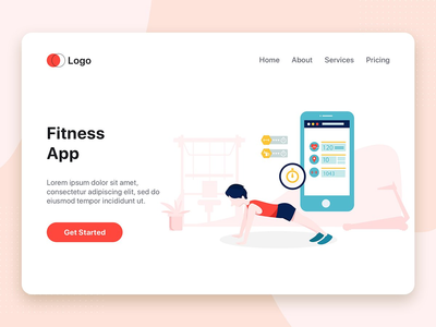 健身应用程序矢量图(Fitness App Vector Illustration)