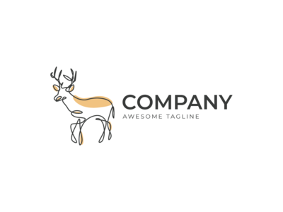 一个连续的线条绘制“鹿”线标志概念(One continuous line drawing 