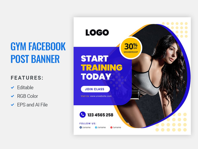 健身房的社交媒体帖子横幅(Social media post banner for GYM)