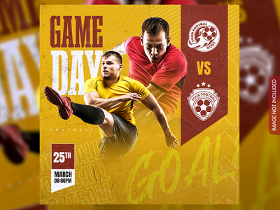 足球和足球比赛日程俱乐部广场社交媒体横幅(Soccer and football match schedule club square social media banner)