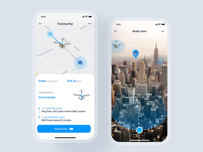 无人机交付跟踪 UI 概念(Drone Delivery tracking UI concept)