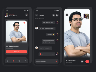 自由应用程序 UI - 深色主题(Freelance App UI - Dark Theme)