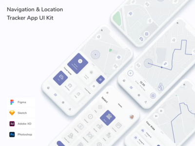 导航和位置跟踪器应用程序 UI 套件(Navigation & Location Tracker App UI Kit)