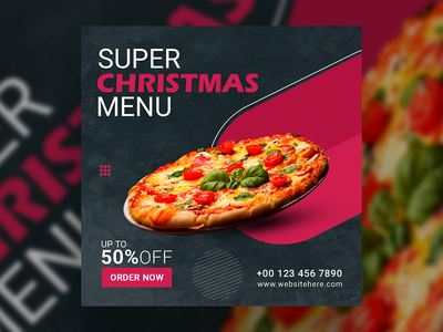 超级圣诞菜单食品社交媒体横幅模板(Super Christmas Menu Food Social Media Banner Template)