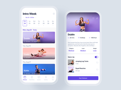 锻炼移动 UI 概念(Workouts mobile UI concept)