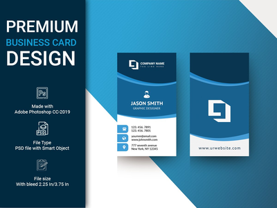 垂直现代名片设计(Vertical modern Business card design)