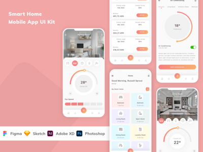 智能家居移动应用程序 UI 套件(Smart Home Mobile App UI Kit)