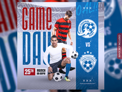 足球和足球比赛日程俱乐部广场社交媒体横幅(Soccer and football match schedule club square social media banner)