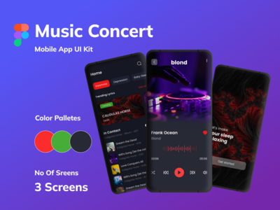 音乐音乐会应用程序屏幕设计套件(Music Concert App Screens Design Kit)