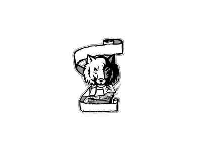 狼头海盗船卷轴复古(Wolf Head Pirate Ship Scroll Retro)