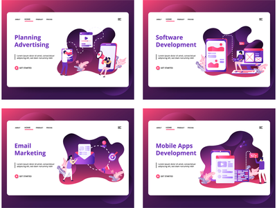 网页设计模板集(Set of web page design templates)