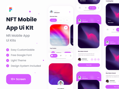 高级 nft 移动应用程序 ui 套件模板(Premium nft mobile app ui kits template)