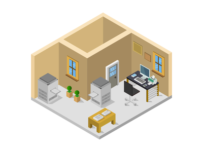 等距办公室(isometric office room)