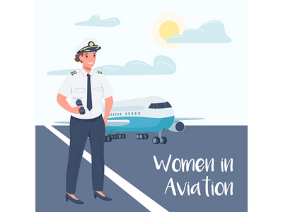 女飞行员社交媒体帖子样机(Female airplane pilot social media post mockup)
