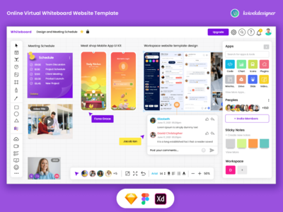 在线虚拟白板网站模板样机设计(Online Virtual Whiteboard Website Template Mockup Design)