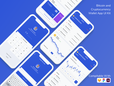 比特币和加密货币钱包应用程序 UI 套件(Bitcoin and Cryptocurrency Wallet App UI Kit)