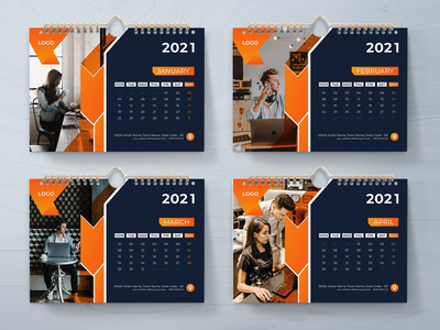 2021 年台历设计模板(2021 Desk Calendar Design Template)