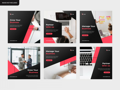 传单和社交媒体帖子提要模板的商业广场横幅(business square banner for flyer and social media post feed template)