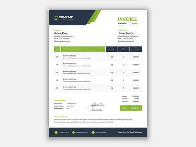 专业的商业发票模板设计(Professional business invoice template design)