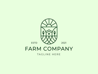 农场花园单线标志(Farm Garden Monoline Logo)